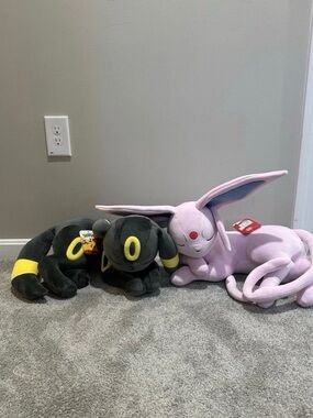 Pokémon UMBREON & ESPEON Sleeping Plush Jazwares 2026 18" NWTs NEW